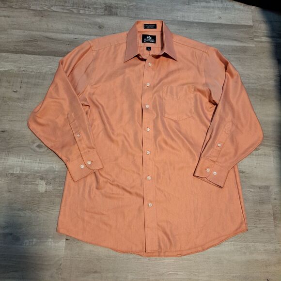 Stafford Men's Size 16 32/33 Shirt Long Sleeve Button Down Wrinkle Free Orange - Picture 1 of 10